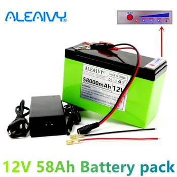 Novi ionska baterija 12 U 58Ah Lifepo4, pogodan za solarne energije i telefona za napajanje električnog vozila + Punjač 12.6v3a