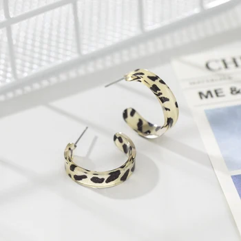 Novi korejski naušnice za žene Smeđe Леопардовые geometrijski naušnice, prstenje Vintage 2021 Trend Modni nakit Kreativne Darove