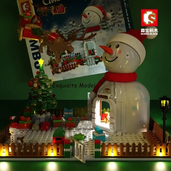 Novi MOC Božićni Snjegović Djed Mraz je Darove Kuća je Gradbeni Blok Grad Kreativni Čarobni Skup Kutije Cigle Djeca Dječje Igračke Poklon
