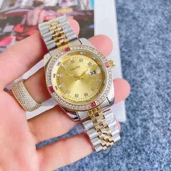 Novi par Kvarcni Sat Srebrno-zlatne Boje Od Nehrđajućeg Čelika s dijamantima Ženski sat Crnci Sat Dva Veličina 32 mm 40 mm Reloj Mujer