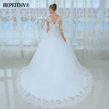Novi transparentno zimsko vjenčanje haljina s rukavima, tri Četvrtine 2021 Casamento Robe De Mariage Seksi Svadba Haljina Jeftini vjenčanica