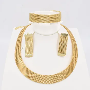 Novo Visoke Kvalitete Ltaly 750 Zlatna boja Komplet nakita za žene afričke perle, nakit, modne ogrlice nakit kit za naušnica