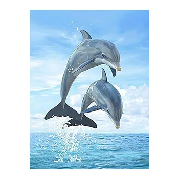 Ocean Delfin Diamond Slikarstvo Okrugli Puni Bušilica je u stilu Secesije, DIY Mozaik Vez 5D Vez križem Uzorak Morske Životinje