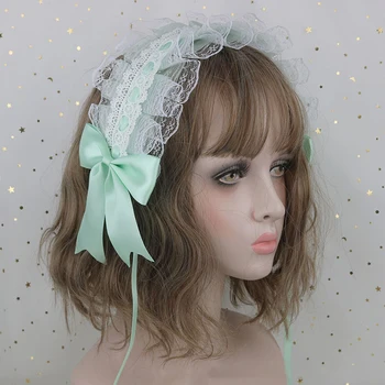 Odlična Lolita cvjetne čipke traka za kosu Anime Djevojka Cosplay Obruč Za kosu cvjetne čipke traka Luk Povez za glavu i Ukrasi Za kosu šlem sobarica