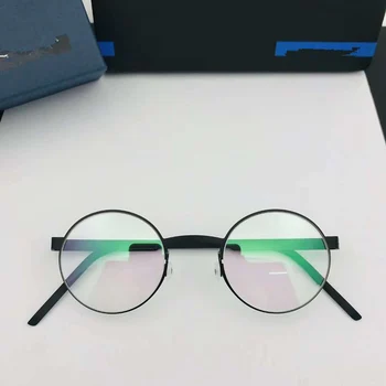 Okvira za naočale od legure titana ručni rad Gospodo Berba okrugle naočale bez vijaka Optički naočale na recept Okvira Za naočale Ženske sunčane naočale
