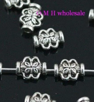 OMH veleprodaja Besplatna dostava 30 kom. tibetanski srebro razuporne perle za Nakit, metalne perle, 8x3 mm ZL131