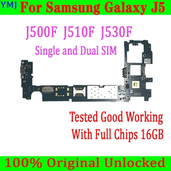 Original je Otključan za Samsung Galaxy J5 J500F J510F Matična ploča s jedne Dual SIM-karticom Logička ploča Android OS 16 GB