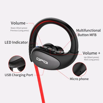 Originalne Slušalice DFOI F51 Bluetooth Bežične Sportske Bluetooth Slušalice 5.0 Za Samsung Xiaomi Huawei IPX5 S Mikrofonima