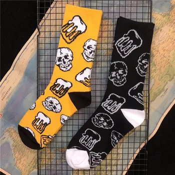 Pamučne Čarape za odrasle Kreativni Smiješno Kostur Lubanje Punu Čašu Piva Staklena Krigla SLUŽBENI Originalni Dizajn 2021 Ulične mode
