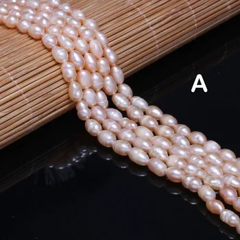 Perle Od prirodnih Slatkovodnih Bisera A / AA / AAA Klase Zrna Riže Roza Biserne Perle Jednostavan I elegantan Nakit DIY Veličina Poklon 5-6 mm