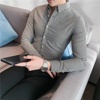 Plus Size 4XL-M Luksuzna pokrivač košulja dugih rukava Muška odjeća Jednostavna, bez željeza Slim Fit Svakodnevni ženska košulja Homme Poslovna službena odjeća