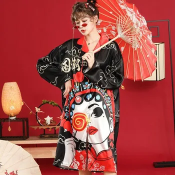 Plus Size Ženska spavaćica Pidžama Novost sa po cijeloj površini spavaćica u kineskom stilu Noćni odjeća Svakodnevno kimono Ogrtač Ogrtač Slobodna, kućna odjeća