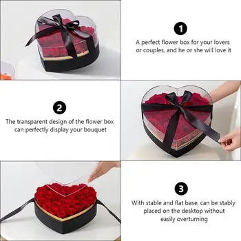 Poklon Pakiranje kutija za poklone za Valentinovo U obliku Srca Kutija za boje Kutija za pakiranje buketi Poklon kutija za bombone s prozirnim poklopcem