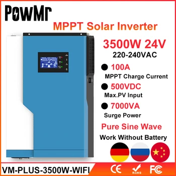 PowMr 3,5 KW Hibridni Solarni Inverter Neto Синусоидальная Val MPPT 100A Modul Solarnog Punjenja 24 220 v 50 Hz/60 Hz Samostalni Inverter s Wif