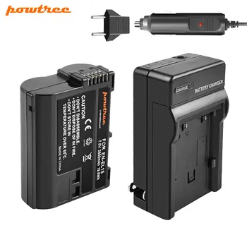 Powtree 2800 mah baterija EN-EL15 ENEL15 EN-EL15 Baterija za Kamere+Punjač+Auto Punjač Za Nikon D600 DSLR D610 D800, D800E D810 D7000