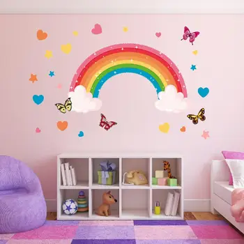 Prelijete Udaljiti Naljepnice Za zid Dječja Umjetnost Srce Leptira Naljepnice Tapete Plakati Poklon za spavaće sobe za djevojčice Jednostavan za korištenje Kućnog tekstila