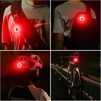 Prijenosni USB-upozoravajući svjetiljka za sigurnost Biciklističke pribor Za punjenje Stražnjeg svjetla za bicikl Pametan Način kočenja Biciklističke lampe