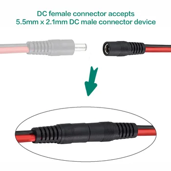 Priključak SAE za povezivanje na stalno struje 5,5 x 2,1 mm Ženski Produžni Kabel 14AWG 2 ft(60 cm) s adapterom obrnuti polaritet SAE za solarne ploče.