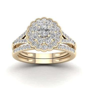 Prirodni Bijeli 2,5 Karatni dijamantni Nakit 14 Karatnog zlata Prsten za žene Vintage Oblik cvijeta Бизутерия Vjenčani prsten Anillos De