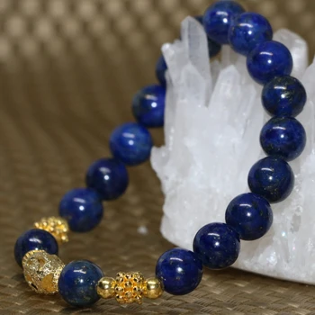 Prirodni plavi lapis lazuli je kamen vlasi narukvice za žene 8 mm okrugle perle moderan elegantan pokloni izrada nakita 7,5 cm B2071