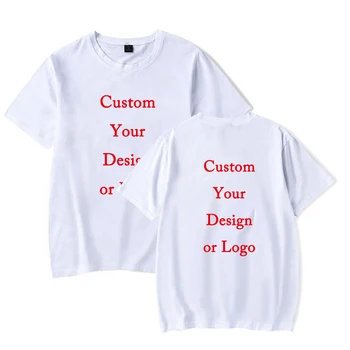 Privatna pamučna t-shirt s po cijeloj površini Harajuku Ženski top URADI sam, Kao što je vaša slika ili logo Bijela majica Moda za pozivanje Muške dječje majice t-Shirt
