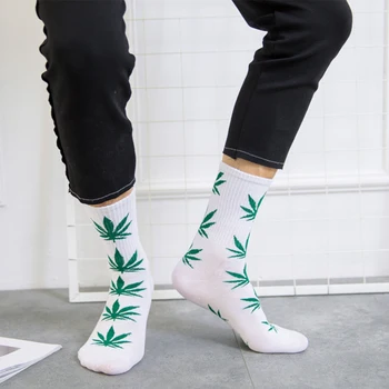Prodajem 1 Par Muških Čarapa, Pamuk Udoban list Marihuane Javorov list Casual Duga čarapa za posadu od korova