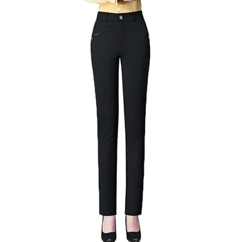 Proljeće i Jesen Ženske hlače 2021 Nove čvrste Svakodnevne hlače s visokim strukom Univerzalne protežu Ravne hlače Plus Size 6XL Hlače za majke