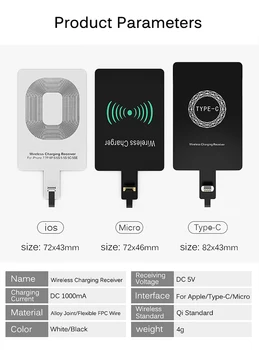 Qi Bežično Punjenje Prijemnik Tip C Micro USB Univerzalni Brzi Bežični Adapter Punjač Za Samsung, Huawei iPhone Za Xiaomi