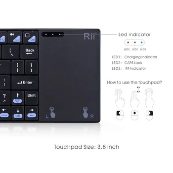 Rii i12+ Mini Bežična Tipkovnica Francuski (AZERTY) zaslona osjetljivog NA dodir Miša za PC Tablet Android TV Box Windows