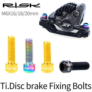RISK 4 stücke M6x18mm Titan Legierung Mountainbike Disc Bremse-Befestigungs Schrauben Schrauben Mit Rillen Washer für MTB Fahr