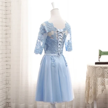 Robe de soiree 2022 veleprodaja s okruglog izreza Proziran Elegantne cvjetne čipke vez Dugo svijetlo plava večernja haljina za prom Večernja haljina