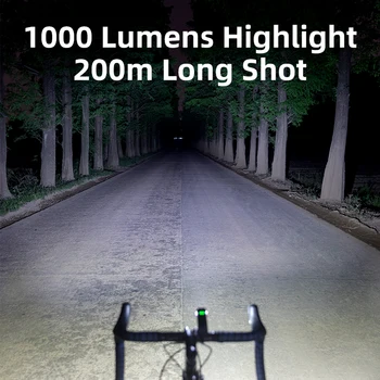 ROCKBROS 1000 Lumena Biciklistička Fenjer Biciklizam Prednje Svjetlo 4800 mah Banka USB Napajanje Uz nadoplatu Vodootporan MTB Bicikl Pribor Za svjetiljke