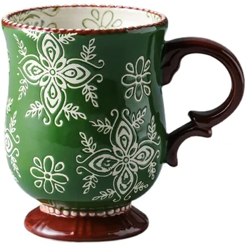 Ručno oslikane keramičke bubalo u europskom stilu genetika čaša za vodu ženska kreativna šalica za doručka od zobene pahuljice demitasse