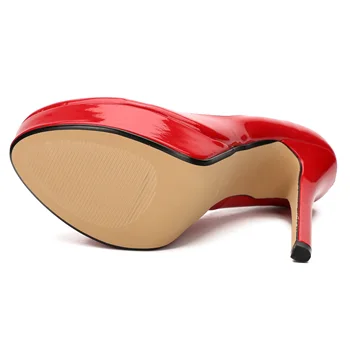SDTRFT Plus:45 46 47 48 Stilet potpetica zapatos 16 cm tanke štikle lakirane kože svadbene cipele na platformu ženske seksi cipele-brod s malim ustima