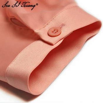 Seasixiang Moderan dizajn ljetni kostim Ženski pulover okruglog izreza Roza majice + Suknje u traku s lukom, komplet od dva predmeta