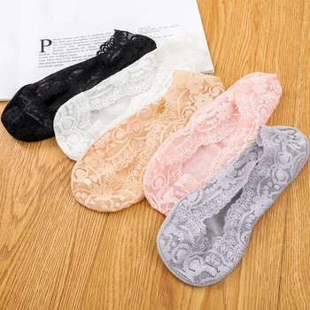 Silikon plitki ženske čipke, papuče i Čarape na gležnjevima Nevidljive Bešavne Djevojke s low-cut Лодочка pamuk, debele čarape