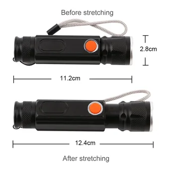 Skalabilne Svjetiljku USB Punjač LED 18650 3800LM Baklja Punjiva 4 Načina Taktički XML-T6 COB Magnet Vanjski Kamp Lanterna