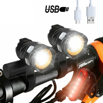 Skalabilne T6 LED Biciklistička Fenjer Biciklistička Prednja lampa Baklja Lampe sa USB Ugrađena Punjiva baterija