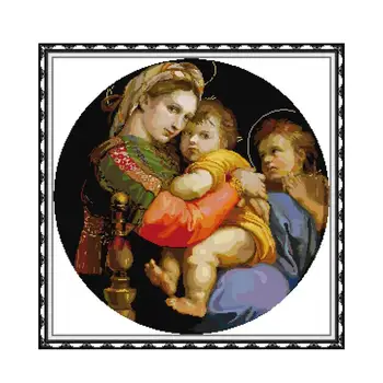 Skup križićima Madonna della Seggiola aida 14ct 11ct broj tiskanih uboda na platnu, vez DIY ručni rad je ručni rad