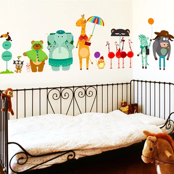 Smiješne Životinje Naljepnice za zid za Dječju Sobu Crtani Ukrasne Umjetničke Naljepnice Naljepnice Za zid Anime Zoološki vrt Za Dječje Spavaće sobe Kućni Dekor