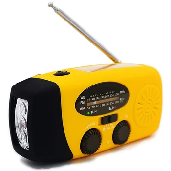 Solarni Radio Disaster AM/FM/NOAA Vremenski Radio 1000 mah Ručno radio sa 3 led svjetiljke (žuta)