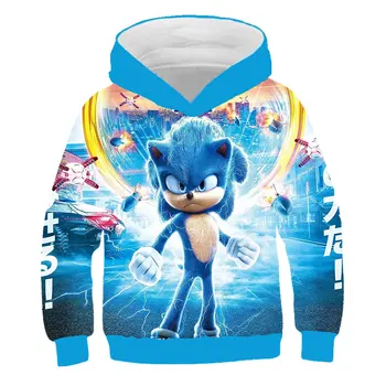 Sonic Kids 3D Majica sa kapuljačom Majica dugi rukav Dječje odjeće za Proljeće, Jesen Sportska odjeća za dječaka/djevojčice Pulover Majica sa kapuljačom 4-14 godina