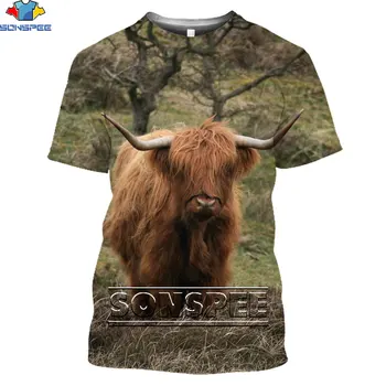 SONSPEE Životinja goveda Ranč 3D t-shirt Ljetnim Svakodnevne muške majice Moderan vanjski odjeća Harajuku Muška odjeća Majica