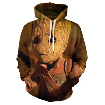 Sportska majica za dječake Groot s 3D ispis i dugim rukavima Sportska odjeća Guardians of the Galaxy Little Treeman za dječake Moda jesen jakna