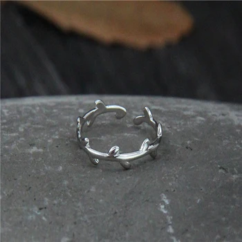 Srebro 925 sterling Korejski Moda Prsten s Maslinova Grana Donje Prsten Nakit Od Srebra Zaručnički Prsten Veličina 7-11