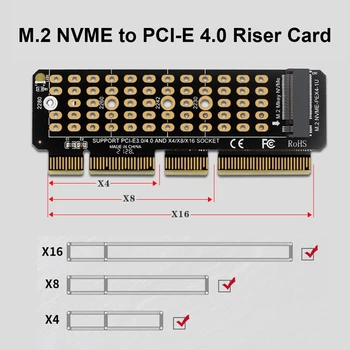 SSD M. 2 NVME za PCI-E 4,0 X4 Riser Kartica PCI-Express X4/X8/X16 Podrška M Ključna Adapter 32 Gb / s Produžni kabel stolnog računala