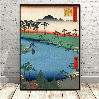 Starinski Stil Japanski Pejzaž Val Kanagawa Platnu Slikarstvo Zidni Umjetničke Slike, Posteri i ispise za Dnevni boravak Kućni Dekor