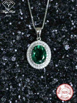 Stvorena Emerald Privjesak od dragog kamenja Ovom Srebro 925 sterling Stranka za žene Pokloni za godišnjicu, Ovalnog Oblika Estetski donje ogrlica