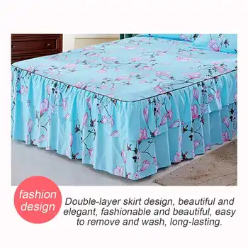 Suknja za krevet Tanka krevetu s cvjetnim ispis Udoban krevetu King Size Queen Veo madrac gornji dio dupli sloj Suknja za krevet