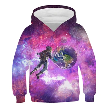 Svemir Djeca Mesec astronaut veste s po cijeloj površini 3D Majice za male dječake i djevojčice Jakne Kaputi i veste pulover ovratnik Dječja odjeća